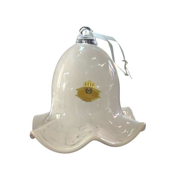 Handcut Lead Crystal Bell Ornament White Marble Pattern Kaolin Germany - Picture 4 of 8